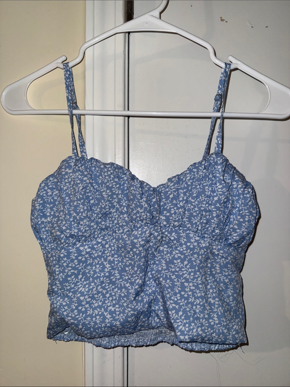 Princess Polly Blue Floral Ruched Cropped Cami